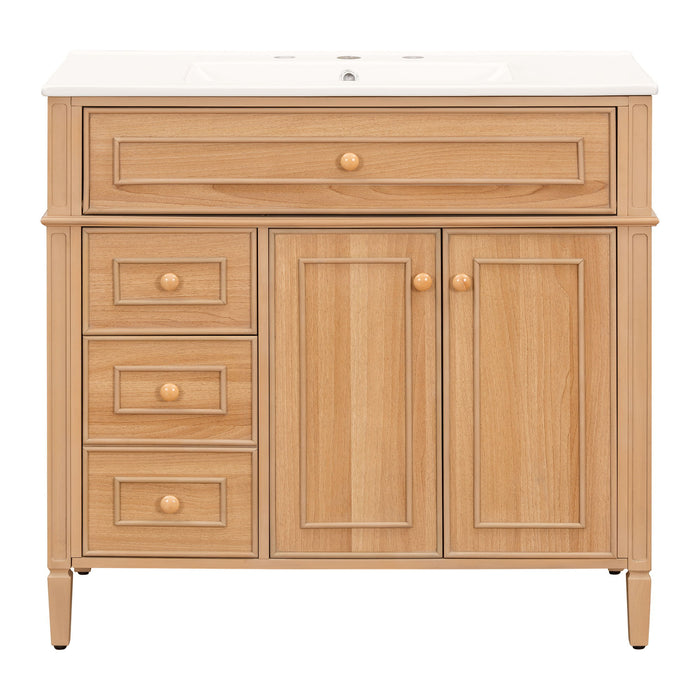 Bathroom Vanity With Sink, 3 Drawers & 2 Doors