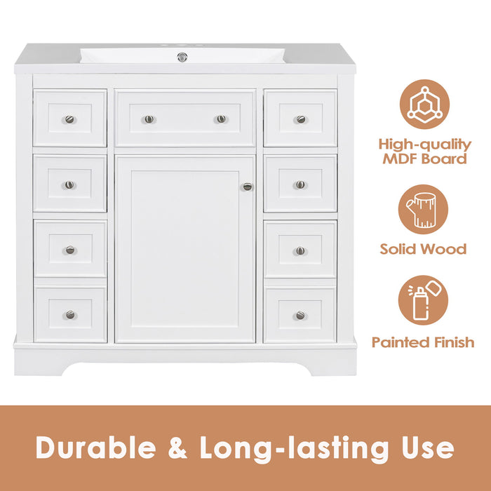 Modern Bathroom Vanity With Sink Combo, 6 Drawers And 1 Cabinet