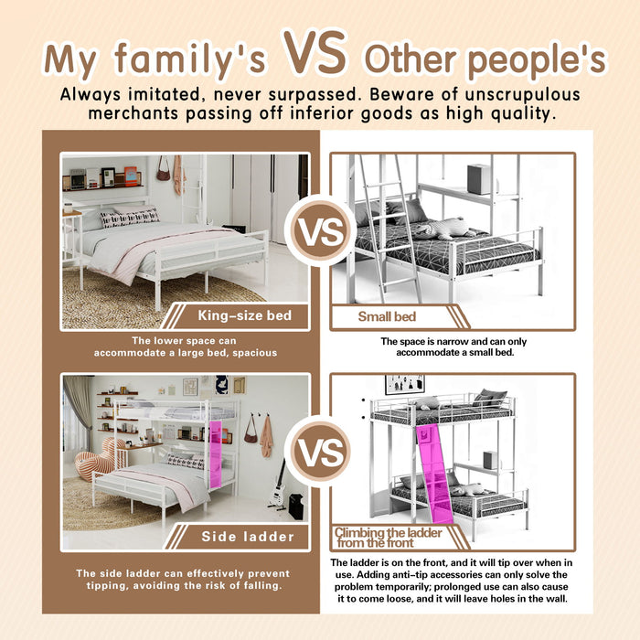 Bunk Bed With Built In Desk & Guardrail Frame