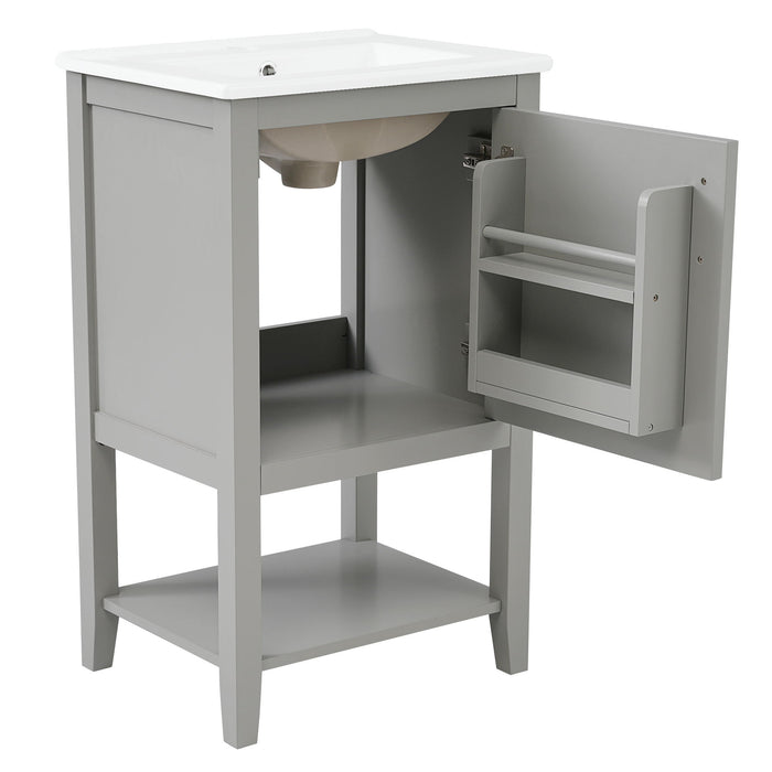 Modern Bathroom Vanity With Sink, Soft-Closing Door And Open Shelf