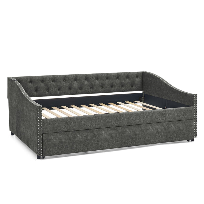 Upholstered Daybed With USB Charging & Pull Out Bed
