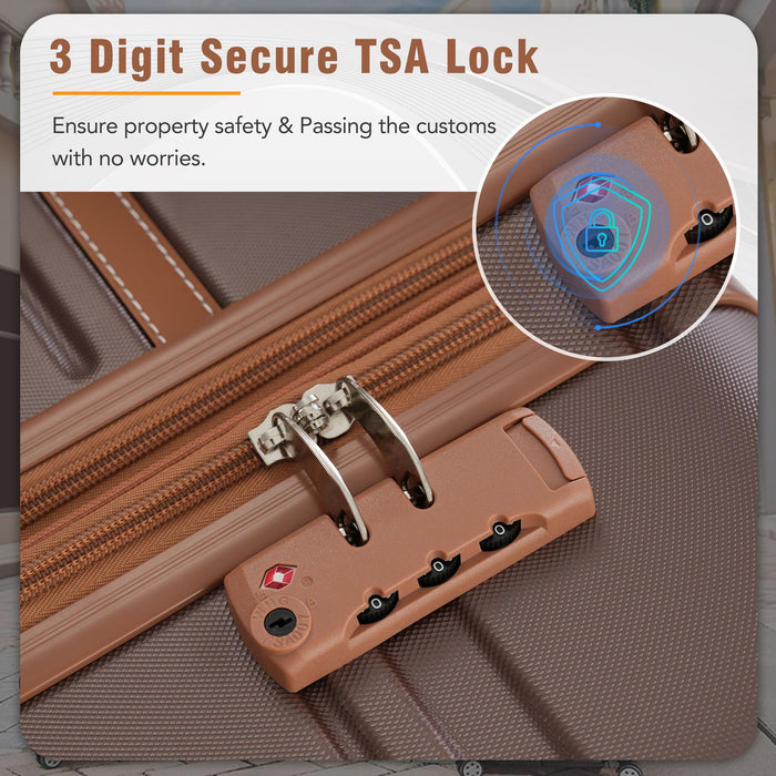 Hardshell Luggage Sets 4 Pieces 20" / 24" / 28" Luggages And Cosmetic Case Spinner Suitcase With Tsa Lock Lightweight
