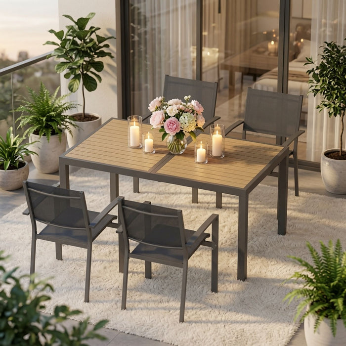 5 Piece Patio Dining Set With Table And Chairs For Outdoor Use - Gray