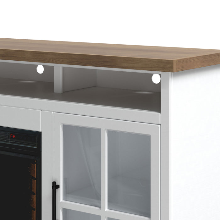 Fireplace TV Stand Console & Fixed Shelves