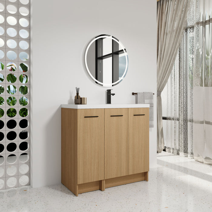 Wall Mounted Floating Bathroom Vanity With Sink, 3 Door Modular Cabinet