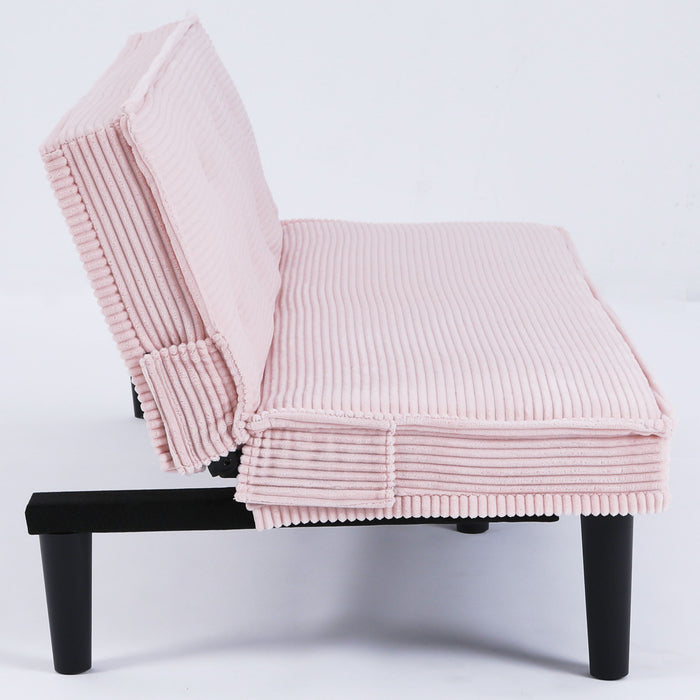 Versatile Corduroy Sofa Bed With Solid Wood Frame