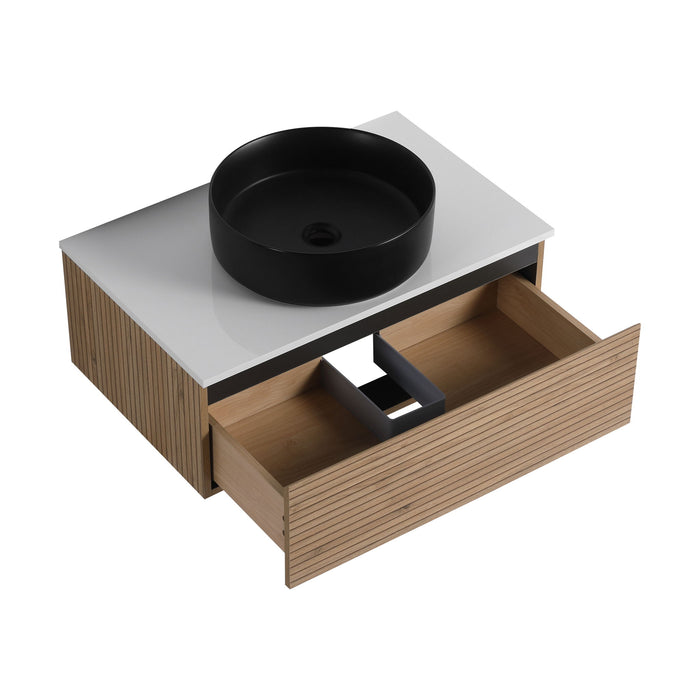 Wall Mounted Bathroom Vanity With Art Sink & 1 Soft Close Drawer