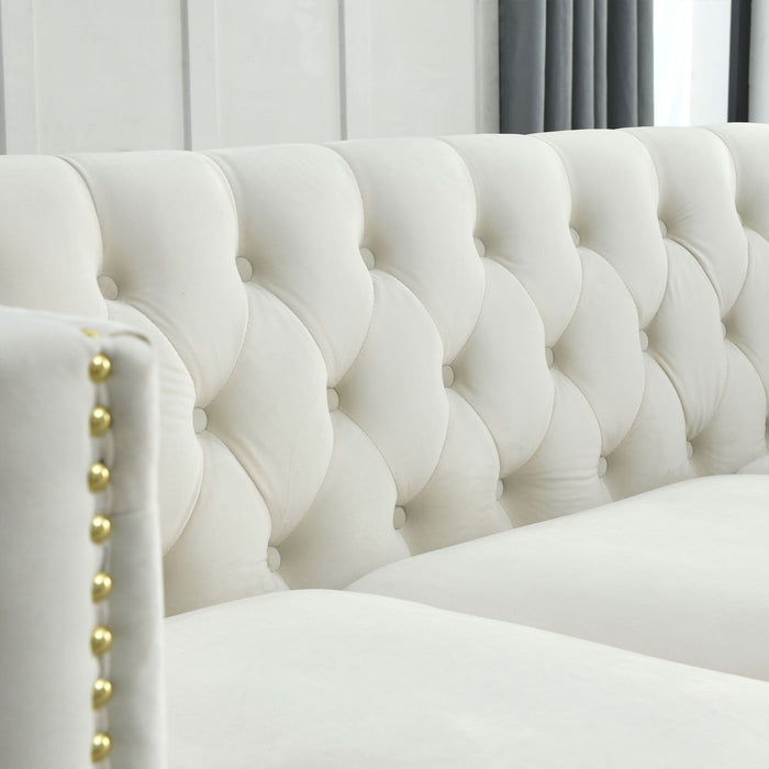 Upholstered Couch Sofa With Button Tufting For Living Room