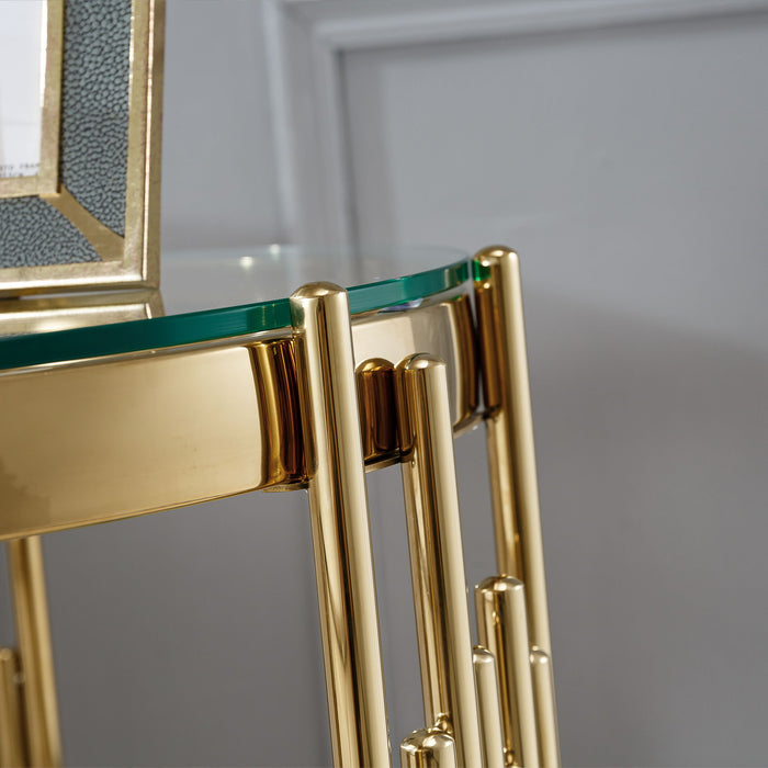 Round Double Tier Table With Flute Shaped Tube Legs