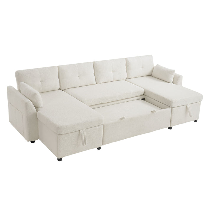 U-Shaped Sectional Sofa Bed With Storage And USB Ports