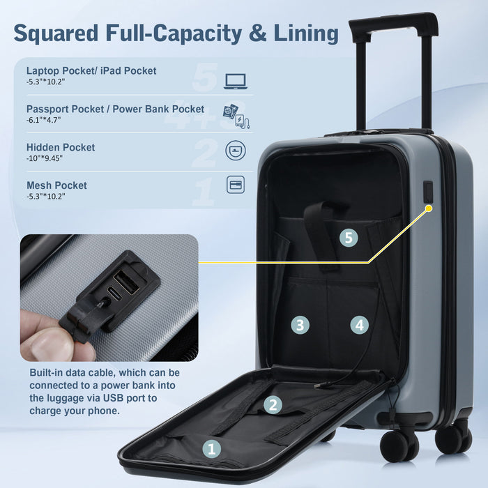Hardside Luggage Set 5 Piece With Front Opening
