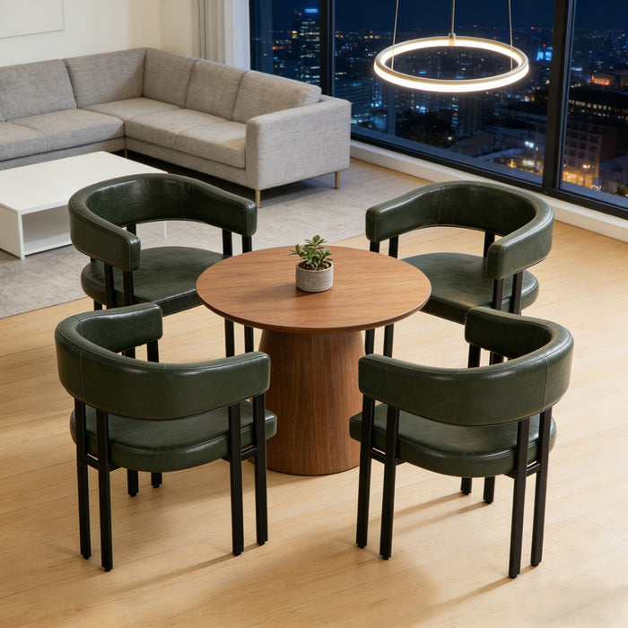 Modern Dining Upholstered Barrel Chair With Curved Back And Armrests