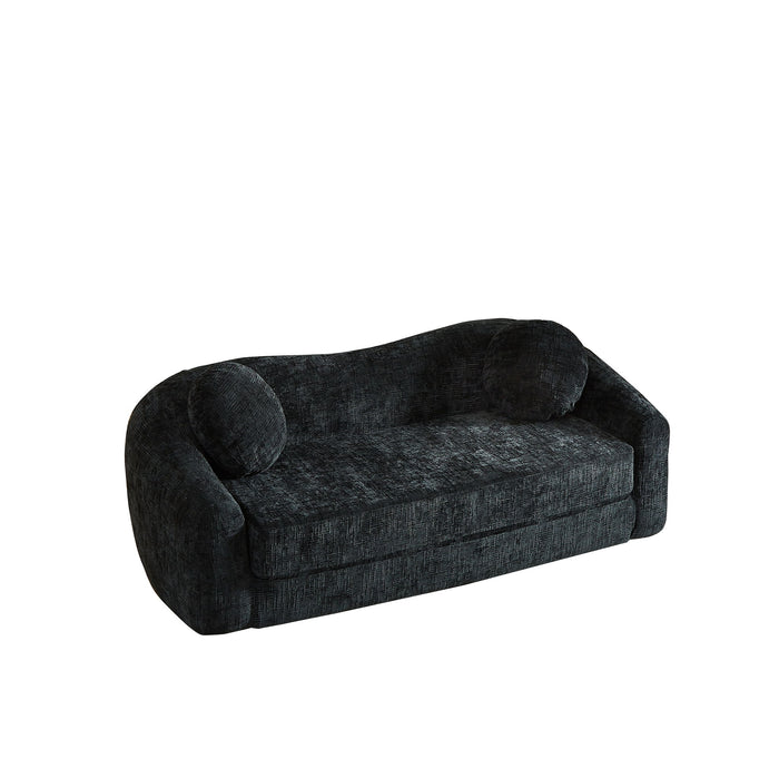 Curved Convertible Sofa, 2 In 1 Frameless Folding Sofa Bed With Pull Out Base And Deep Seat