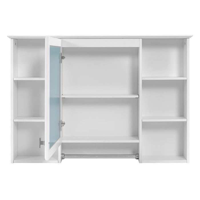 3 In 1 Modern Bathroom Mirror Cabinet With Adjustable Shelf, Soft Close Door, High Definition Mirror & Towel Bar