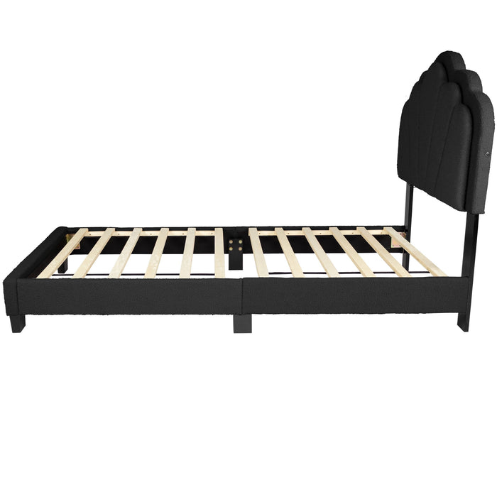 Bed With Floral Design Headboard And Built In LED Lighting