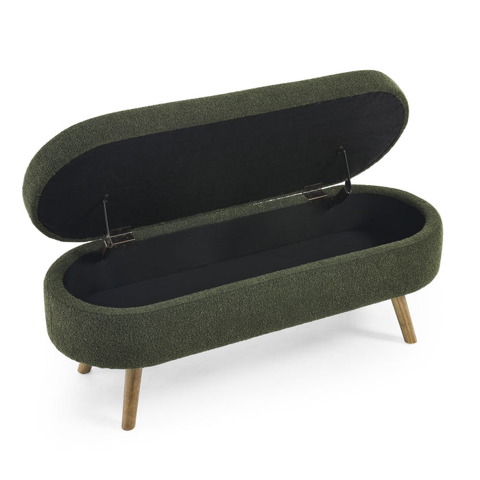 Ottoman Oval Storage Bench With Rubber Wood Legs