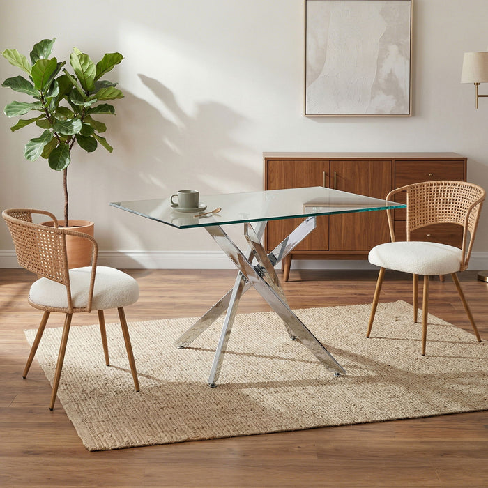 Dining Chairs With Wing Back Design For Kitchen (Set of 2) - Beige / Brown