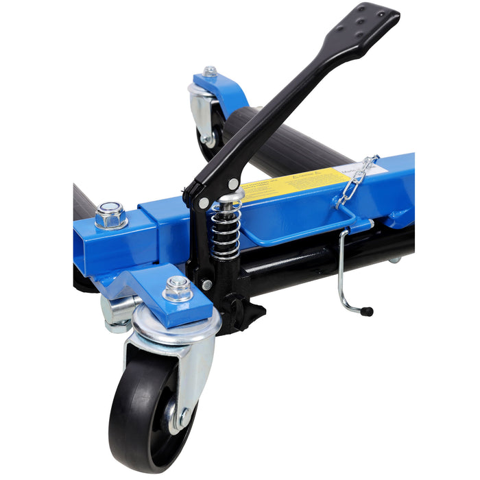 Hydraulic Car Wheel Dolly (Set of 2) With Foot Pedal Lift, 1, 500Lbs Capacity - Black / Blue