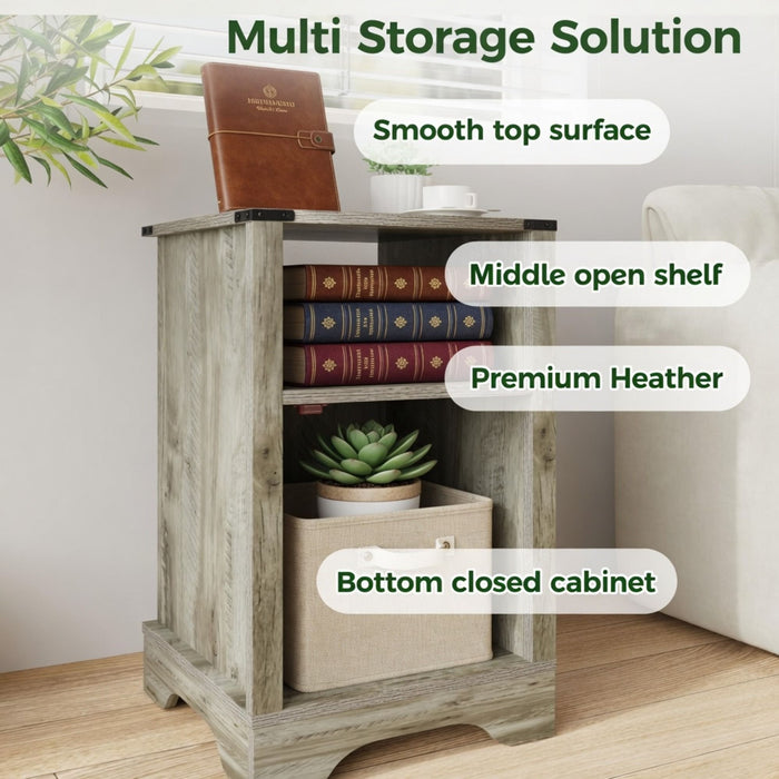 Farmhouse Nightstand, Charging Station & Storage