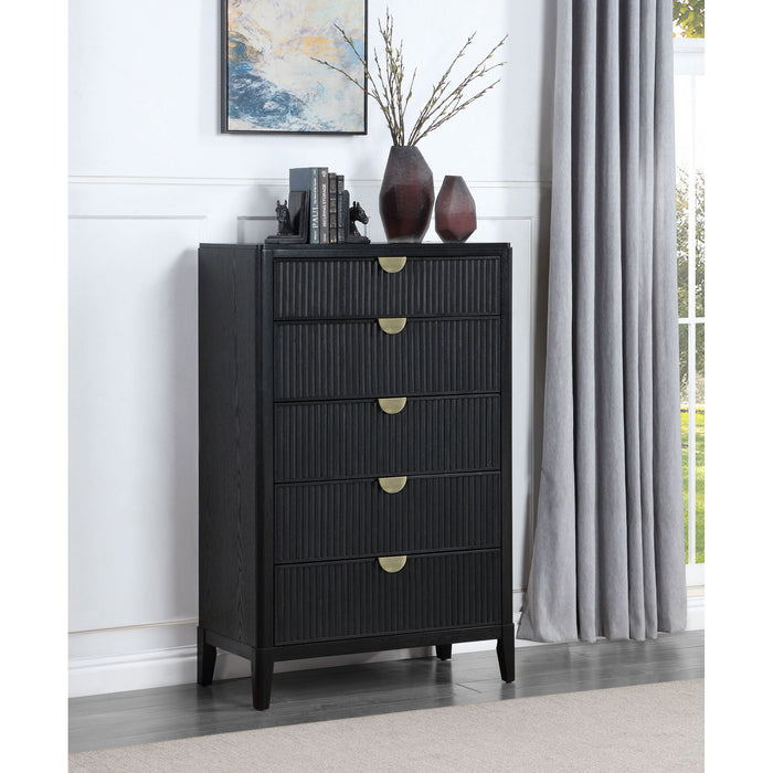 Mason - 5 Drawer Chest With Fluted Design - Black