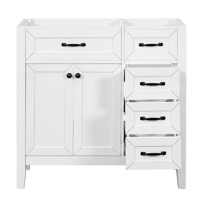 Modern Bathroom Vanity Base Only, 2 Doors And 3 Drawers