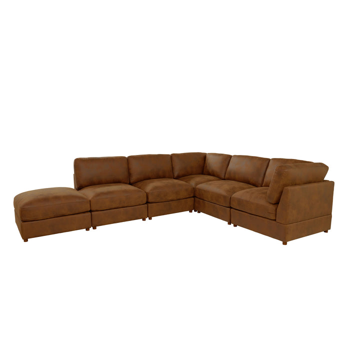 Modular Upholstered Sectional, Medium Firm Seat Cushion, Custom Configuration - Brown