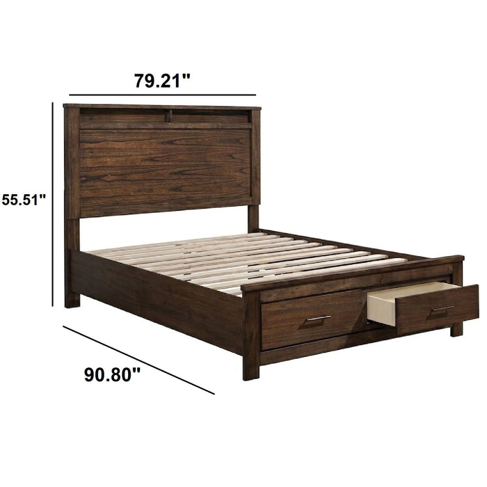 Eastern King Bed With Footboard Drawers Furniture - Oak