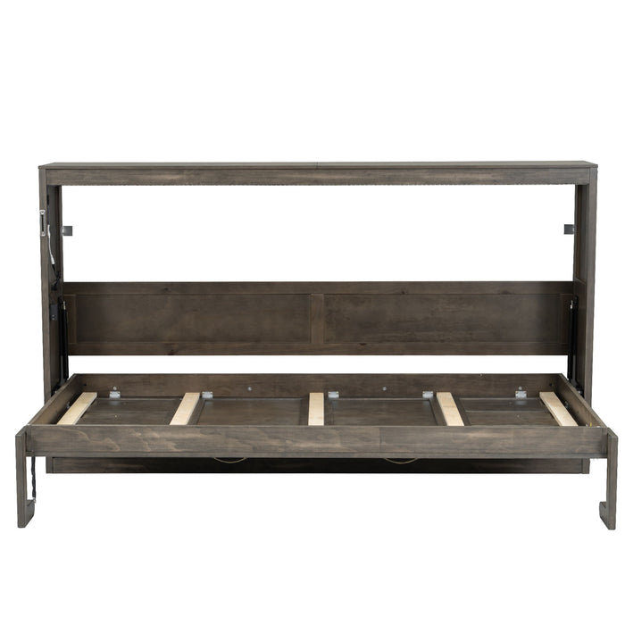 Murphy Bed With LED Light, Foldable Wall Bed Cabinet