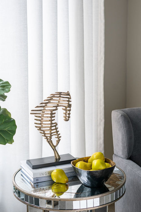 Round Table With Elegant Foral Design And Mirrored