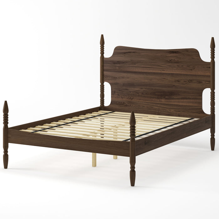 Retro 4 Poster Platform Bed Frame With Curved Tall Headboard