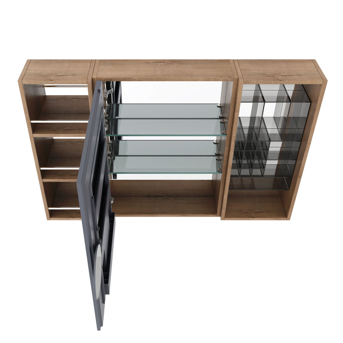 Wall Mounted Bathroom Mirror Cabinet With Adjustable Shelves Storage Cabinet - Imitative Oak