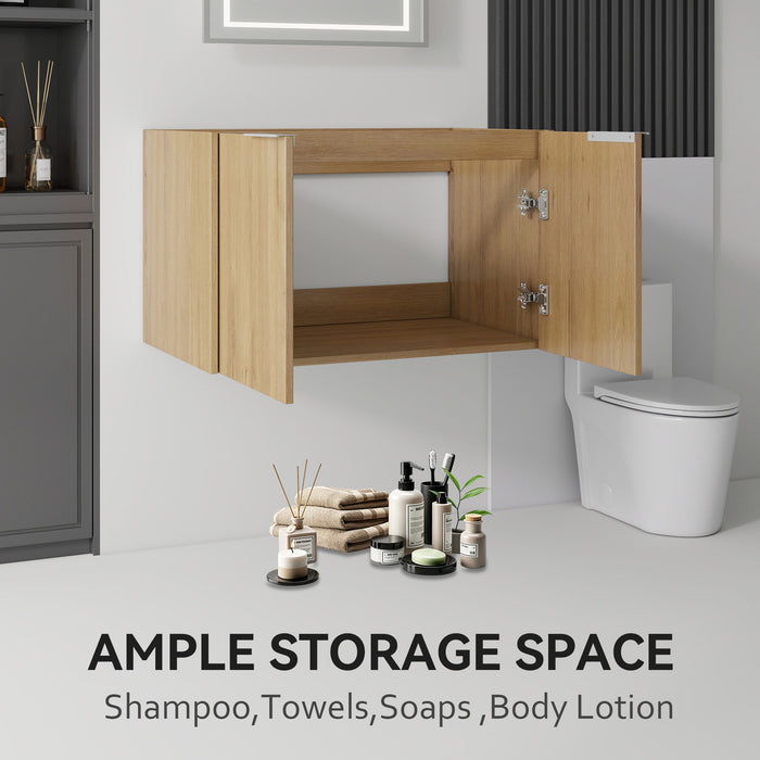 Floating Bathroom Vanity Cabinet With Soft Close Double Doors, Spacious Interior Storage, Wall Mounted, Cabinet Only