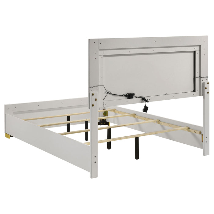 Full LED Panel Bed With Touch Activated Lighting - White
