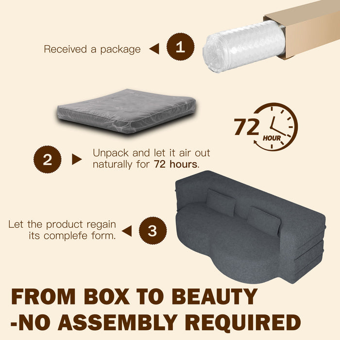 Modern Floor Sofa With 2 Pillows, Twin Size For Living Room