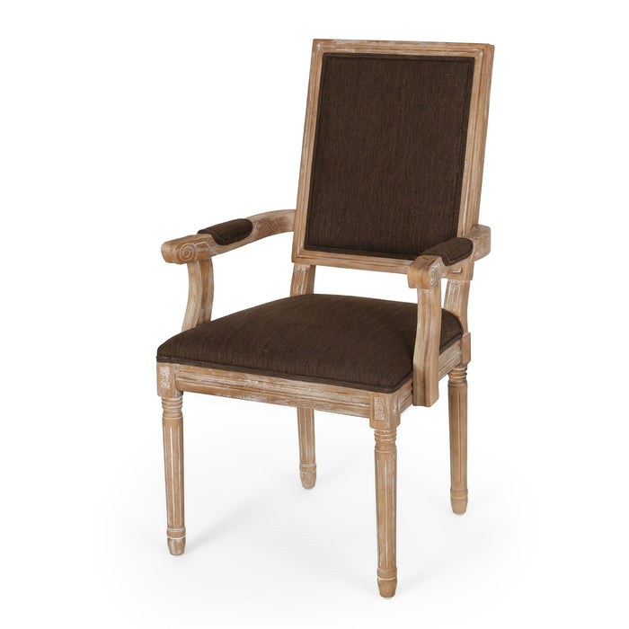 French Country Style Upholstered Dining Chair With Square Backrest