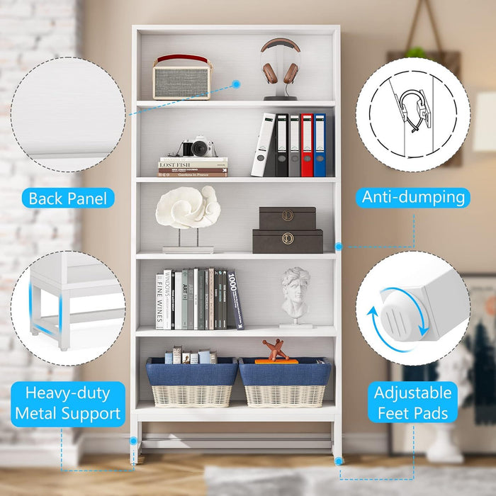 5 Tier Heavy Duty Bookshelf For Living Room