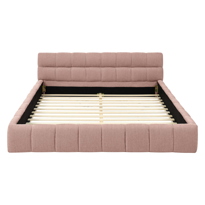 Modern Platform Bed Frame With Thick Chenille Fabric