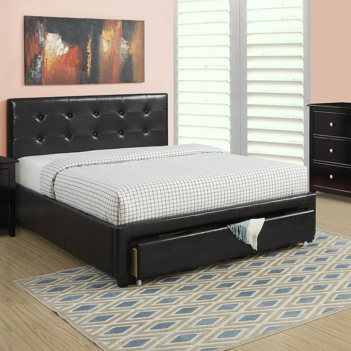 Bed With Tufted Headboard And Storage Drawer