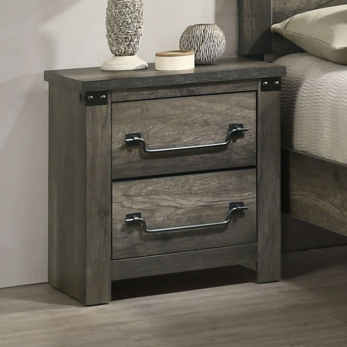 Nightstand, 2 Drawer Storage - Gray