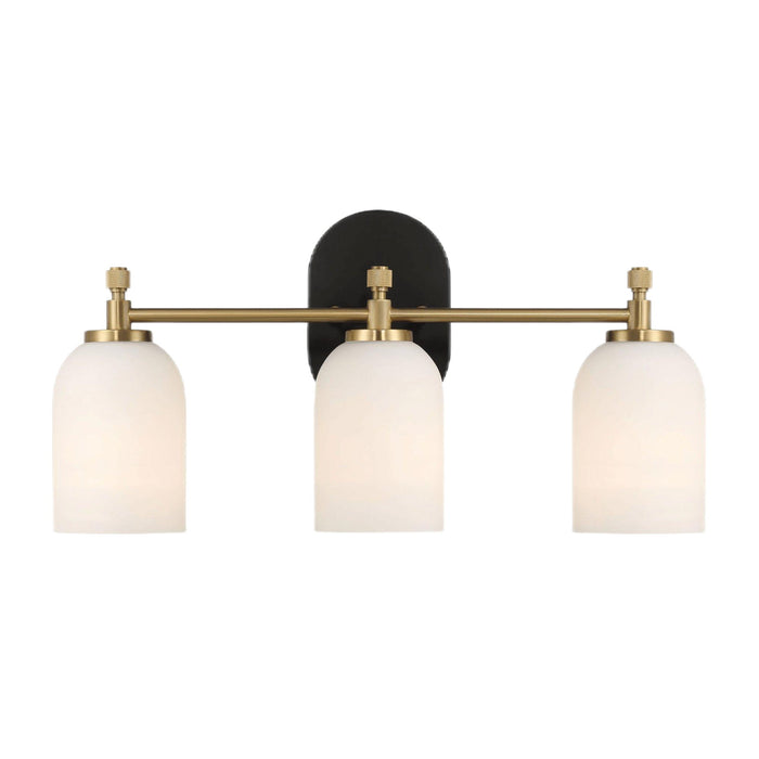 Meadows - 3 Lights Vanity Brush Bathroom Wall Light For Bathroom Over Mirror - Black / Gold / White