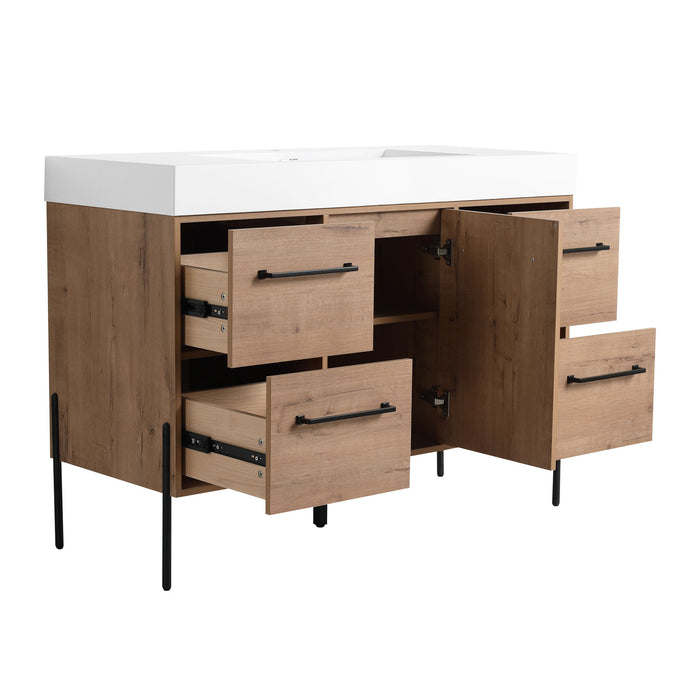 48" Freestanding Bathroom Vanity With Sink, Soft Close Cabinet Doors, 4 Drawers - Imitative Oak
