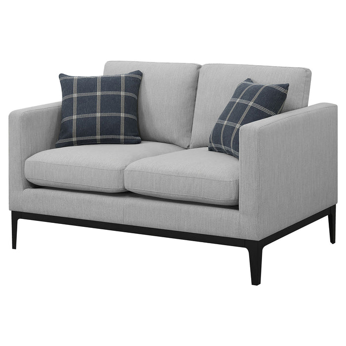 Saba - Cushion Back Loveseat With Pillow Top Arms - Light Gray