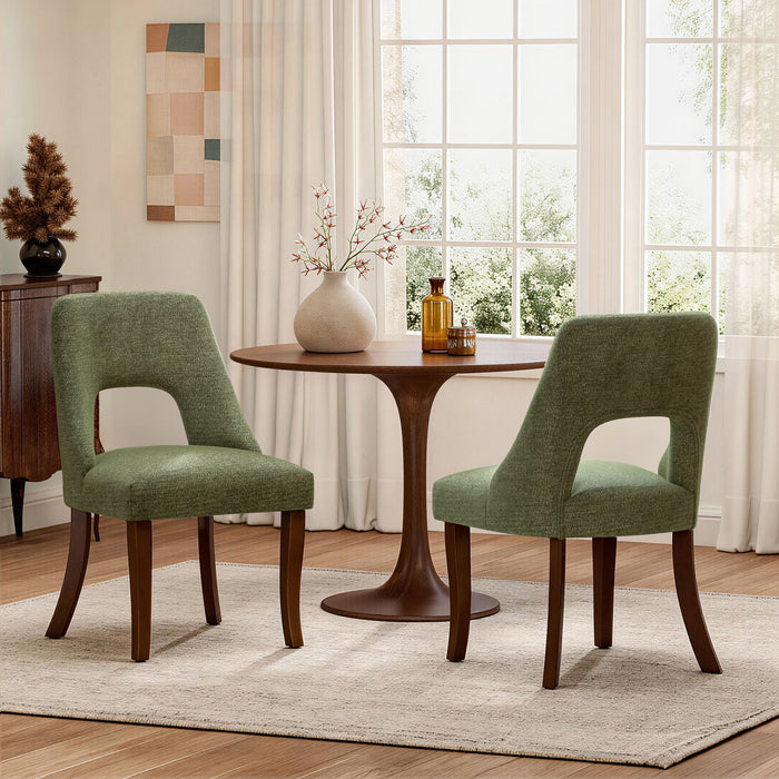 Upholstered Dining Chair With Curved Legs (Set of 2) - Green