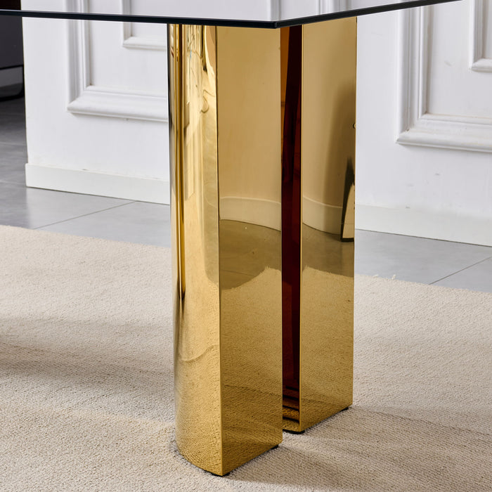 Rectangular Dining Table - Gold / Black