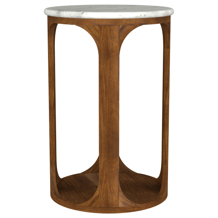 Eaton - Round Side Table - Brown / White