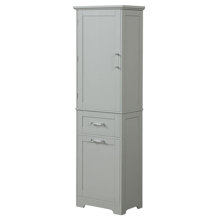 Tall Freestanding Bathroom Storage Cabinet With Adjustable Shelf And 2 Drawers