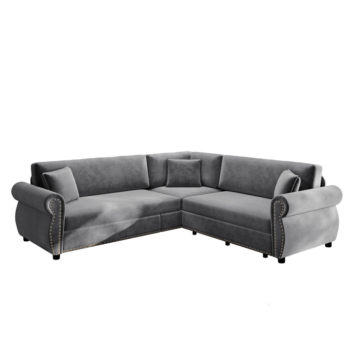 L-Shaped Sofa Couch With Pull-Out Bed
