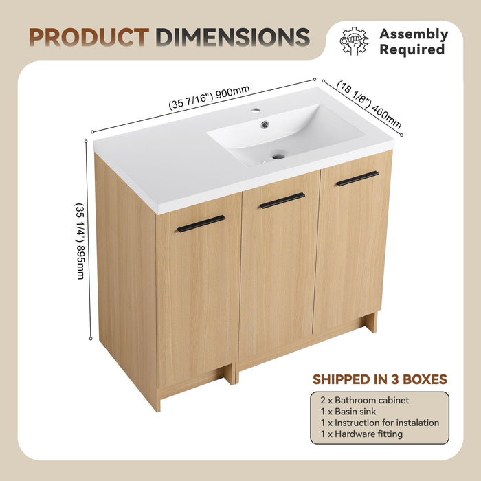 Wall Mounted Floating Bathroom Vanity With Sink, 3 Door Modular Cabinet