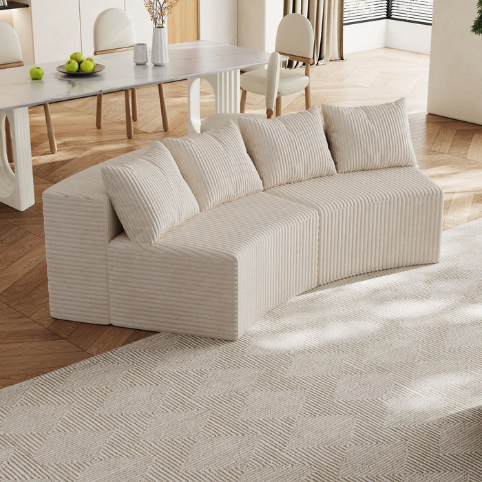 Curved Sectional Sofa With 4 Pillows, Modular Semi Circular Design