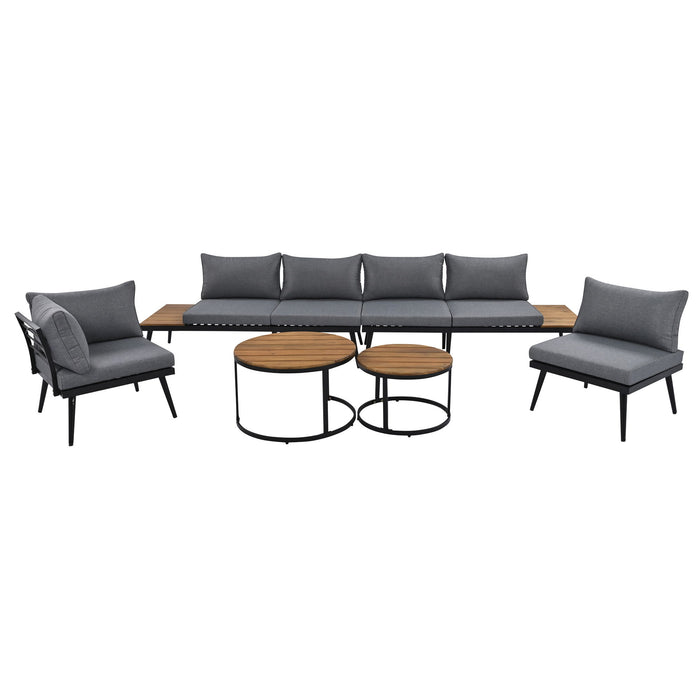 Modern Outdoor Sectional Sofa Set With Nesting Coffee Tables